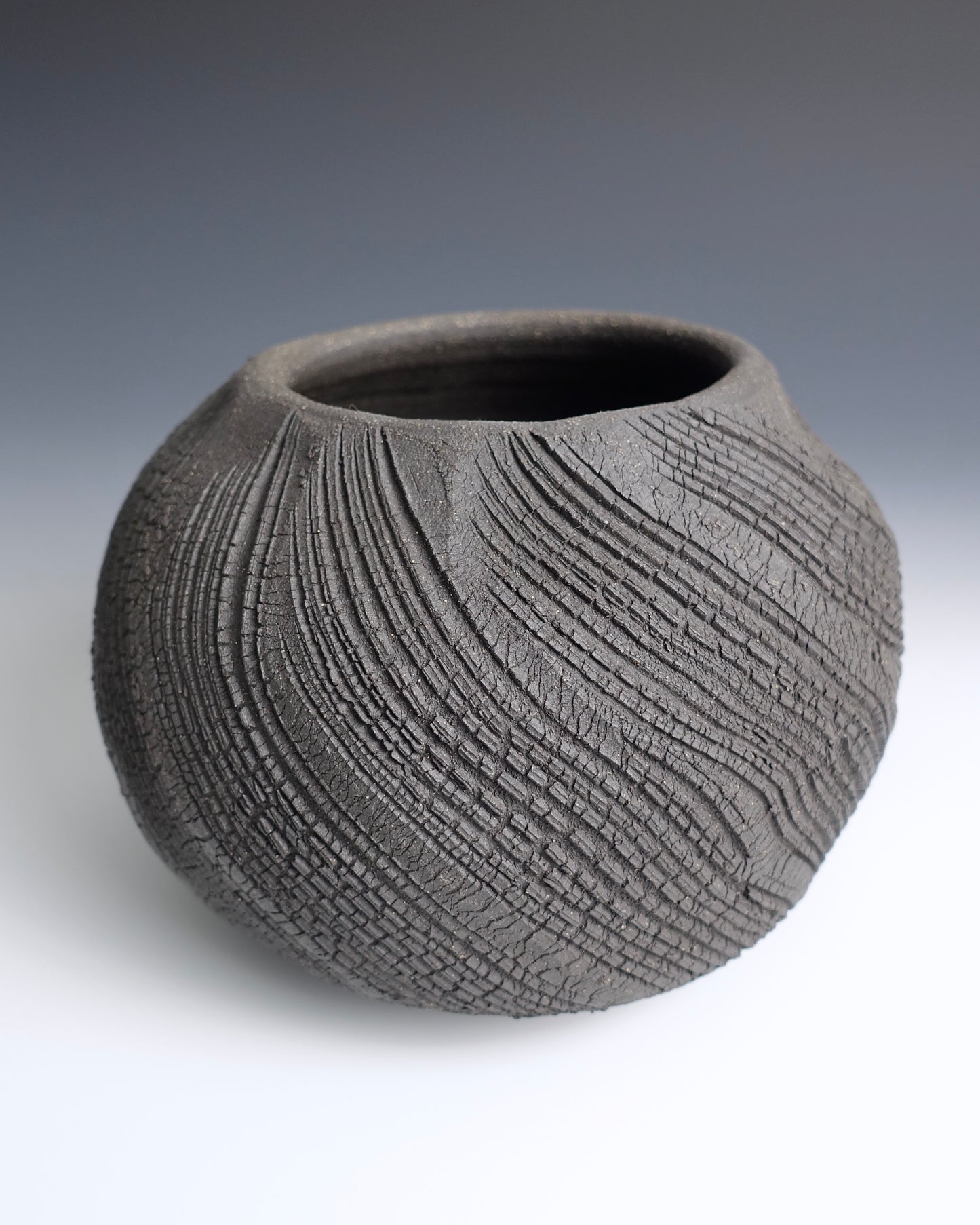 crackled round vase