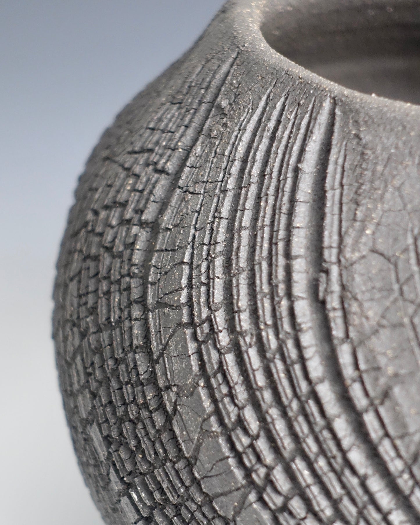 crackled round vase