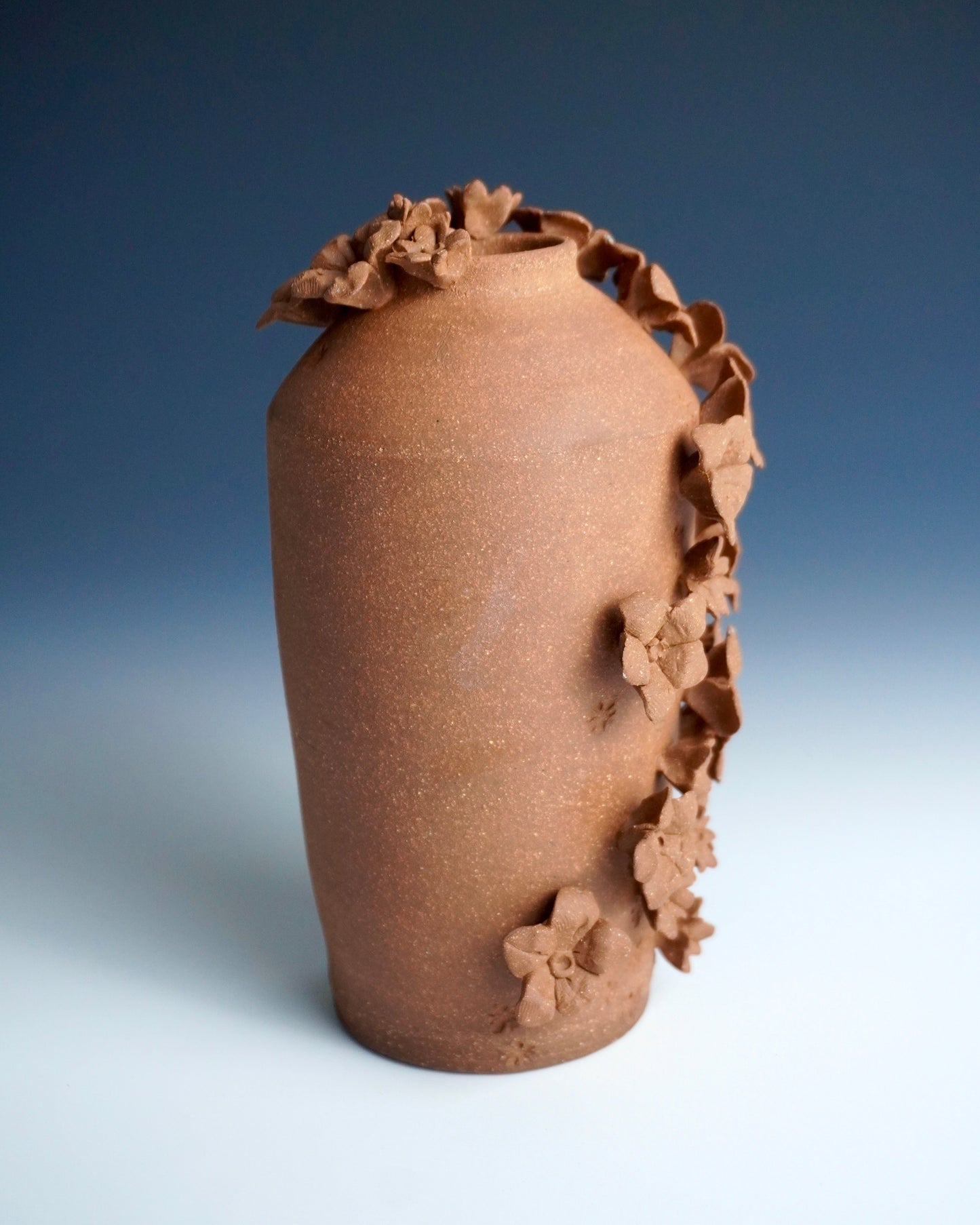 Floral Red Stoneware Vase