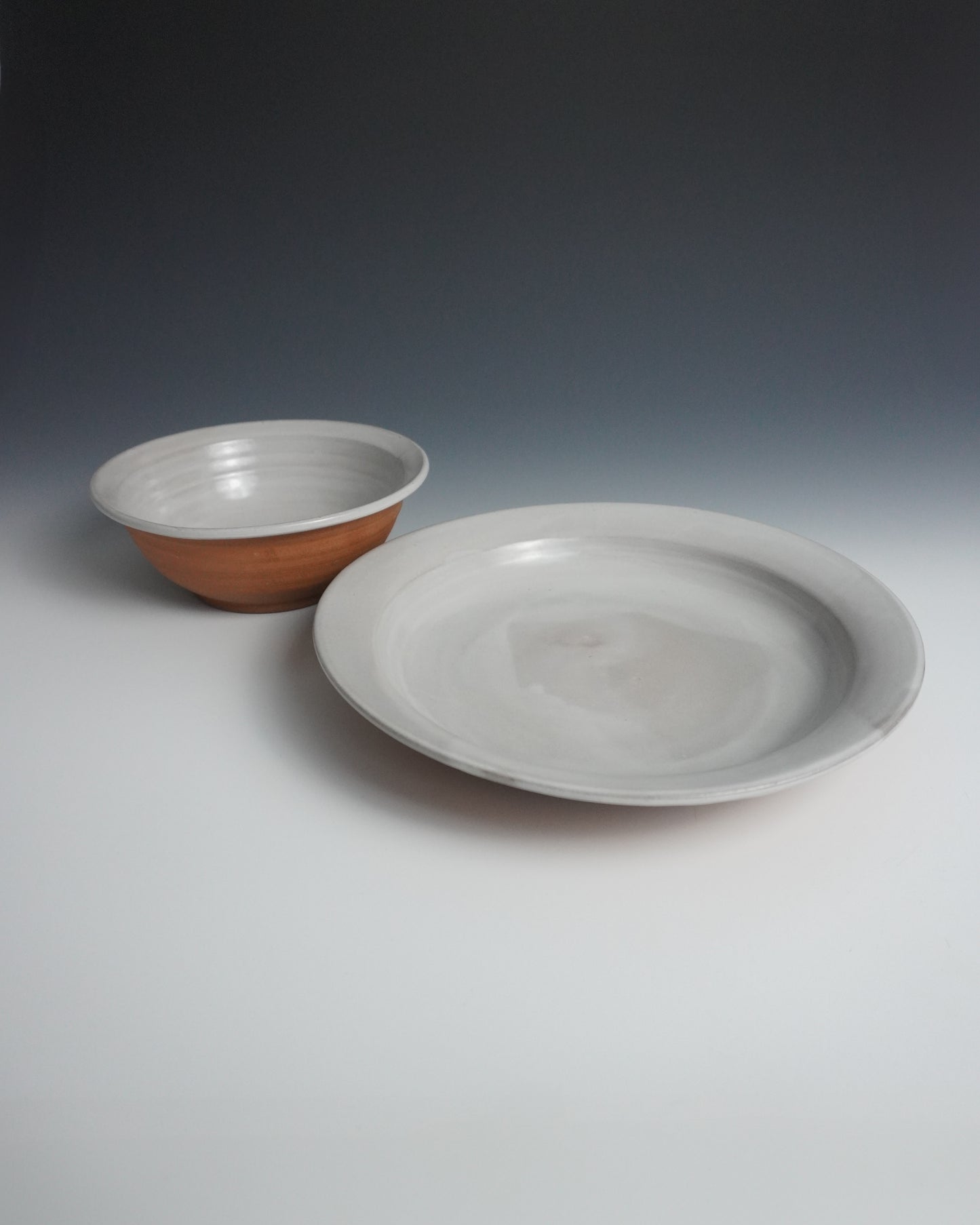 shallow white glazed pasta bowl