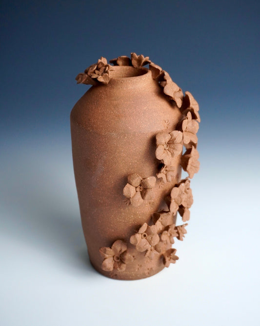 Floral Red Stoneware Vase