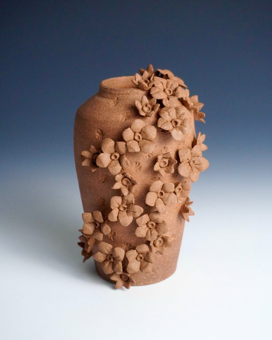 Floral Red Stoneware Vase #2